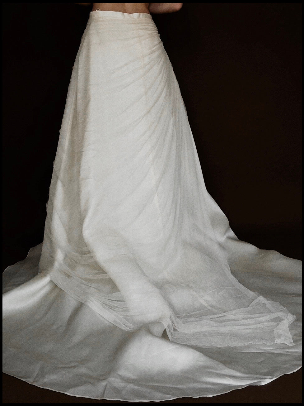 1980s Italian Silk Tulle Skirt with Train, Italy