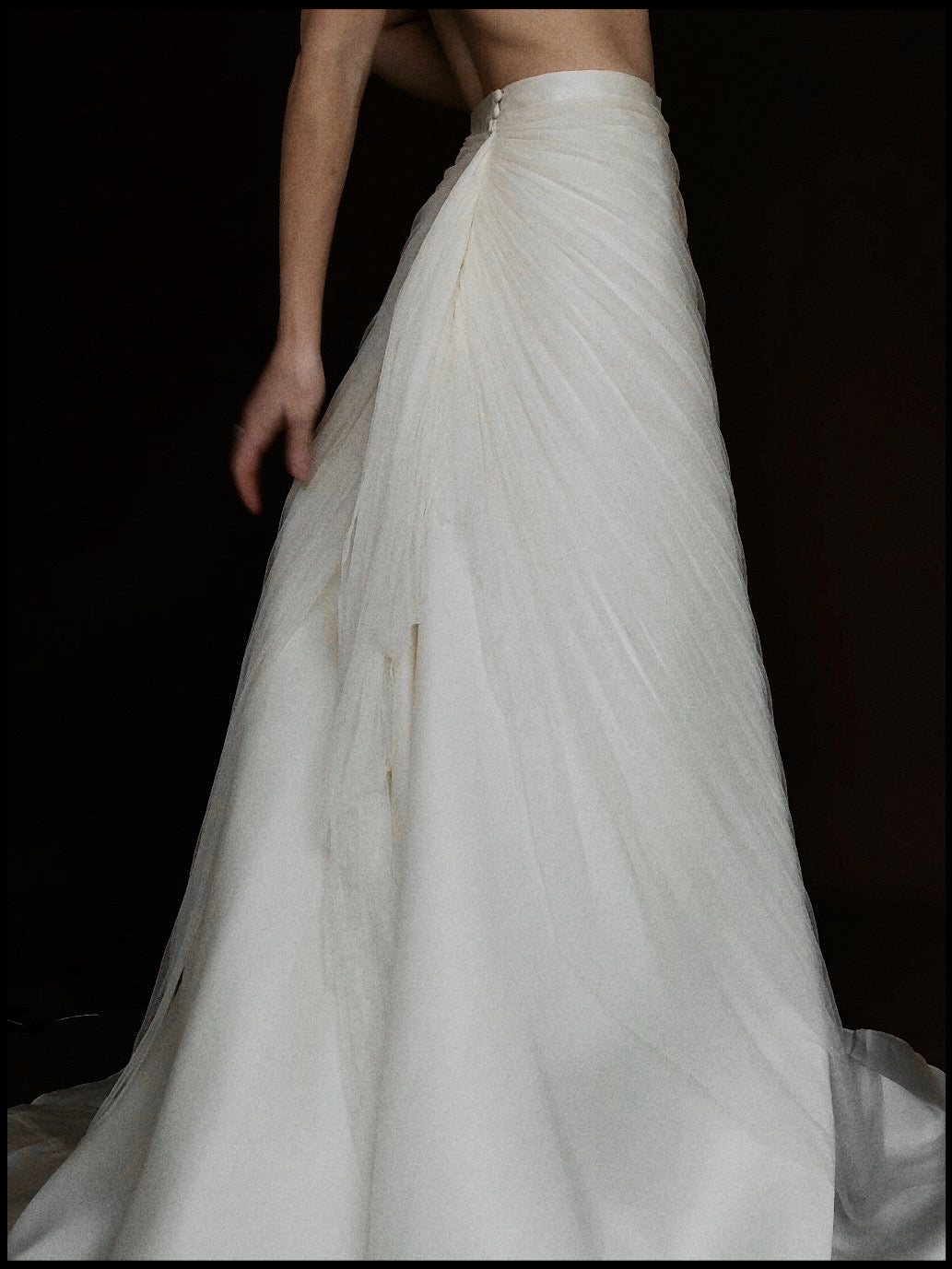 1980s Italian Silk Tulle Skirt with Train, Italy