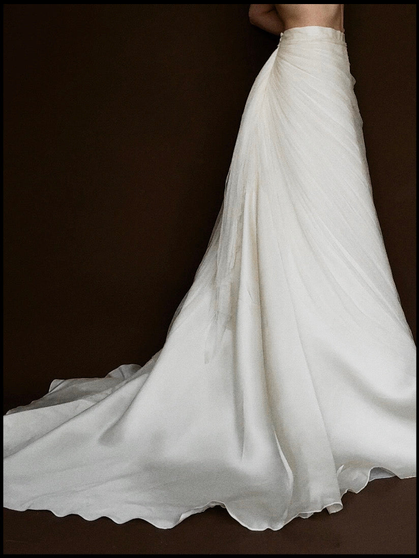1980s Italian Silk Tulle Skirt with Train, Italy