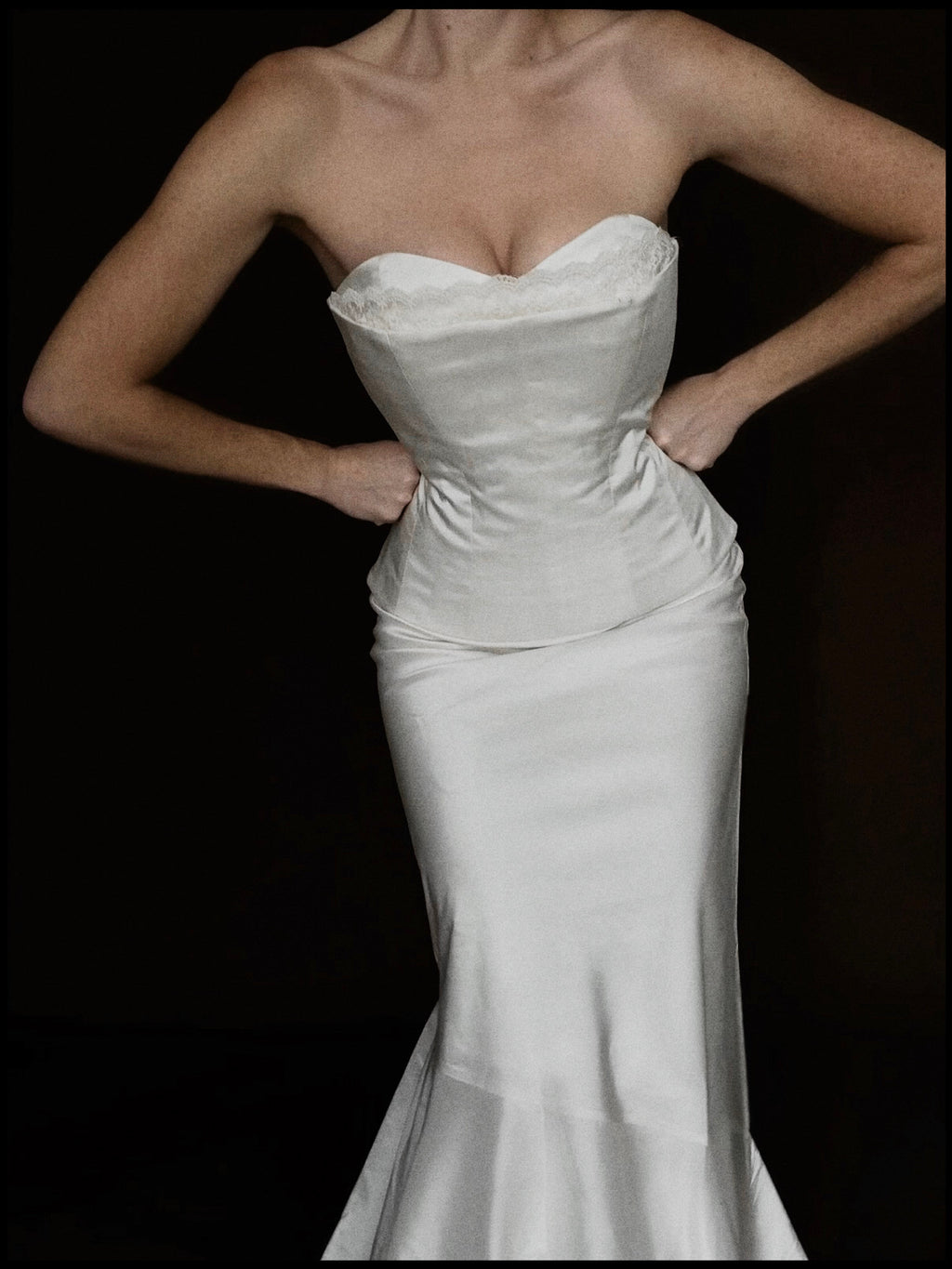 1990s Italian Silk Bustier with Lace Trim, Italy & France