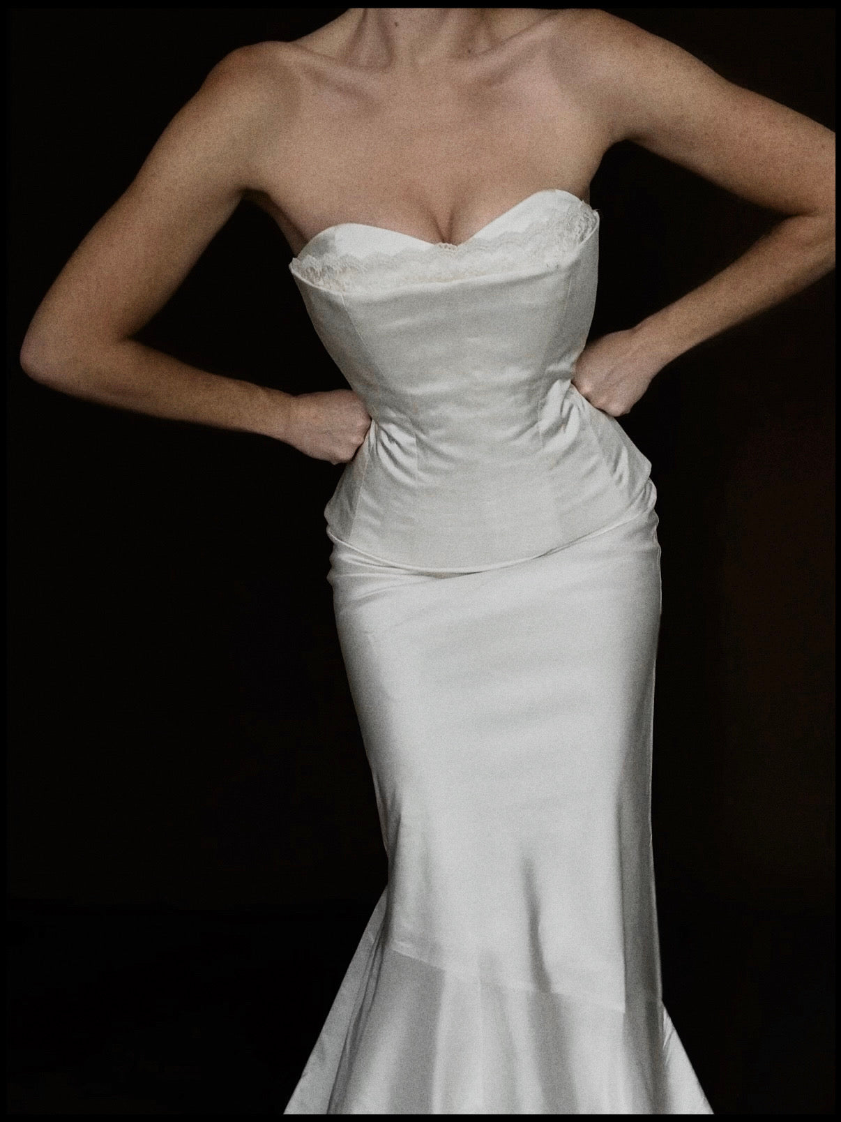 1990s Italian Silk Bustier with Lace Trim, Italy & France