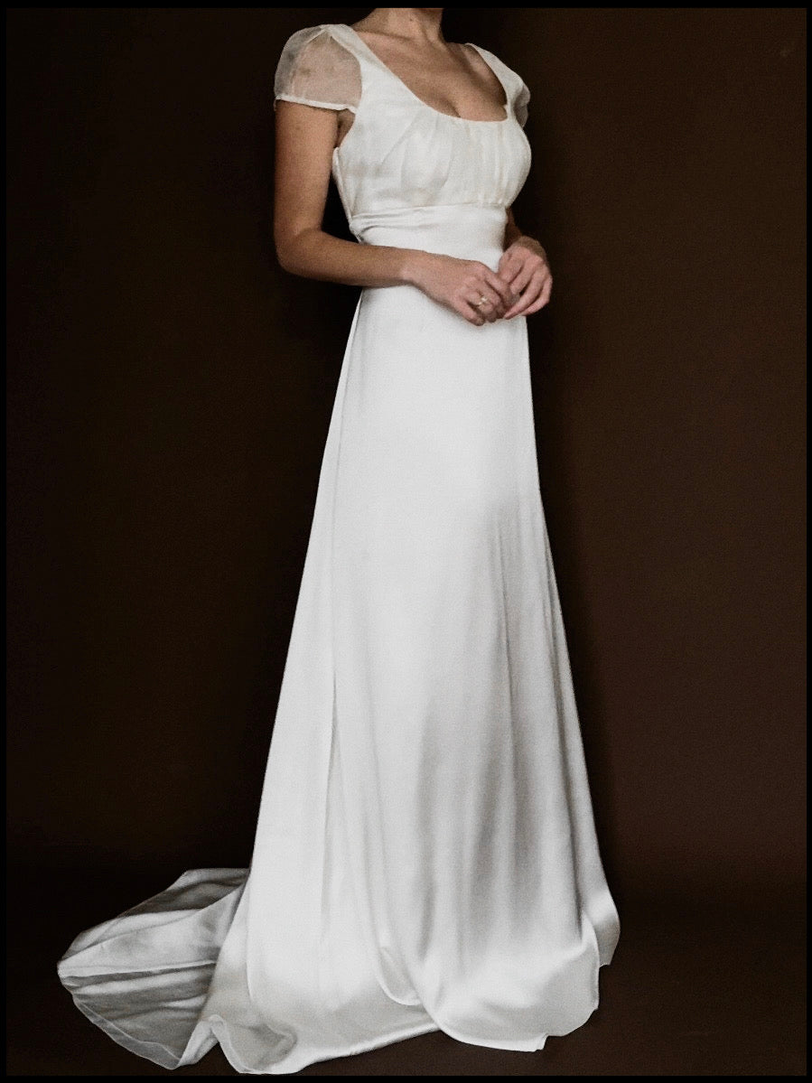 2000s English Silk Cap Sleeve Gown, England