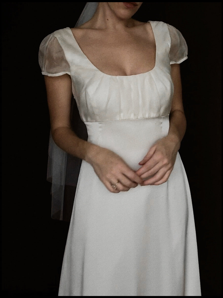 2000s English Silk Cap Sleeve Gown, England