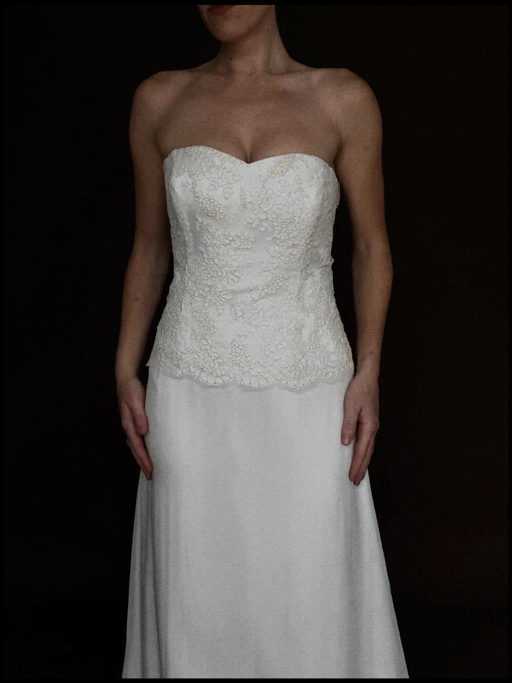 2000s English Silk Chiffon & Lace Bodice Gown, England