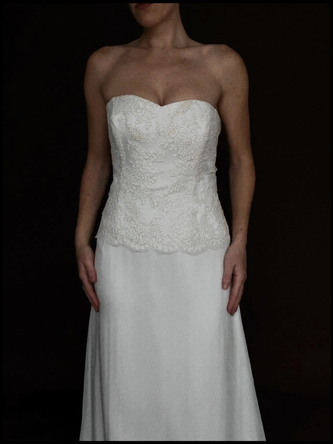 2000s English Silk Chiffon & Lace Bodice Gown, England
