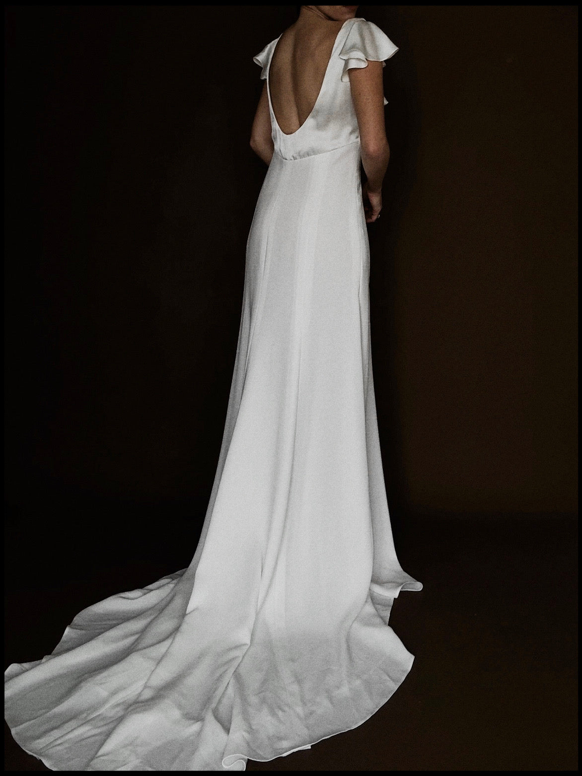 2000s English Silk Flutter Cowl Neck Gown, England