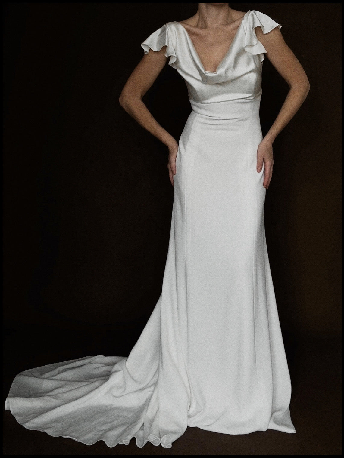 2000s English Silk Flutter Cowl Neck Gown, England