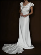 2000s English Silk Flutter Cowl Neck Gown, England