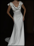 2000s English Silk Flutter Cowl Neck Gown, England