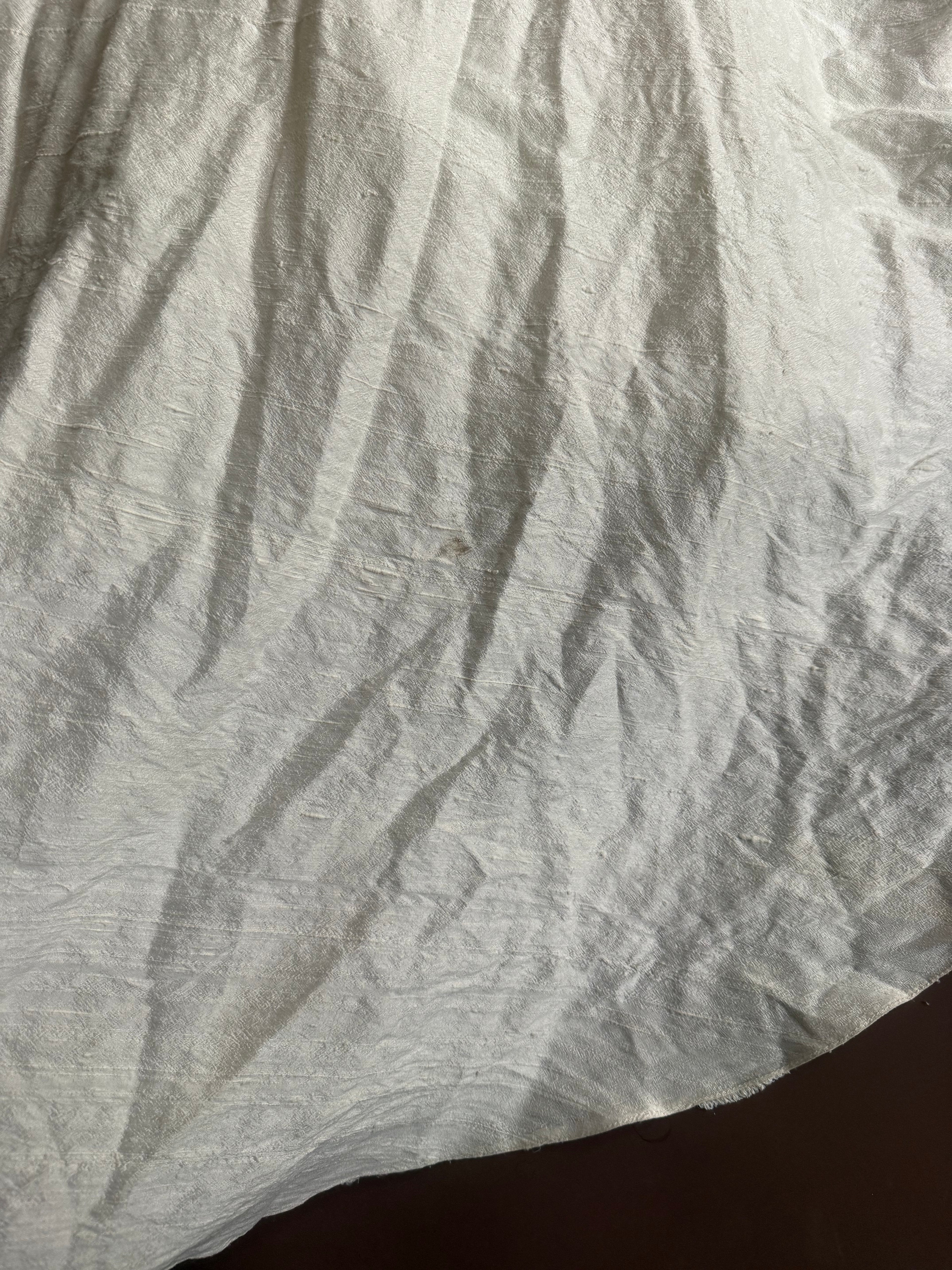 1980s English Raw Silk Bow Gown