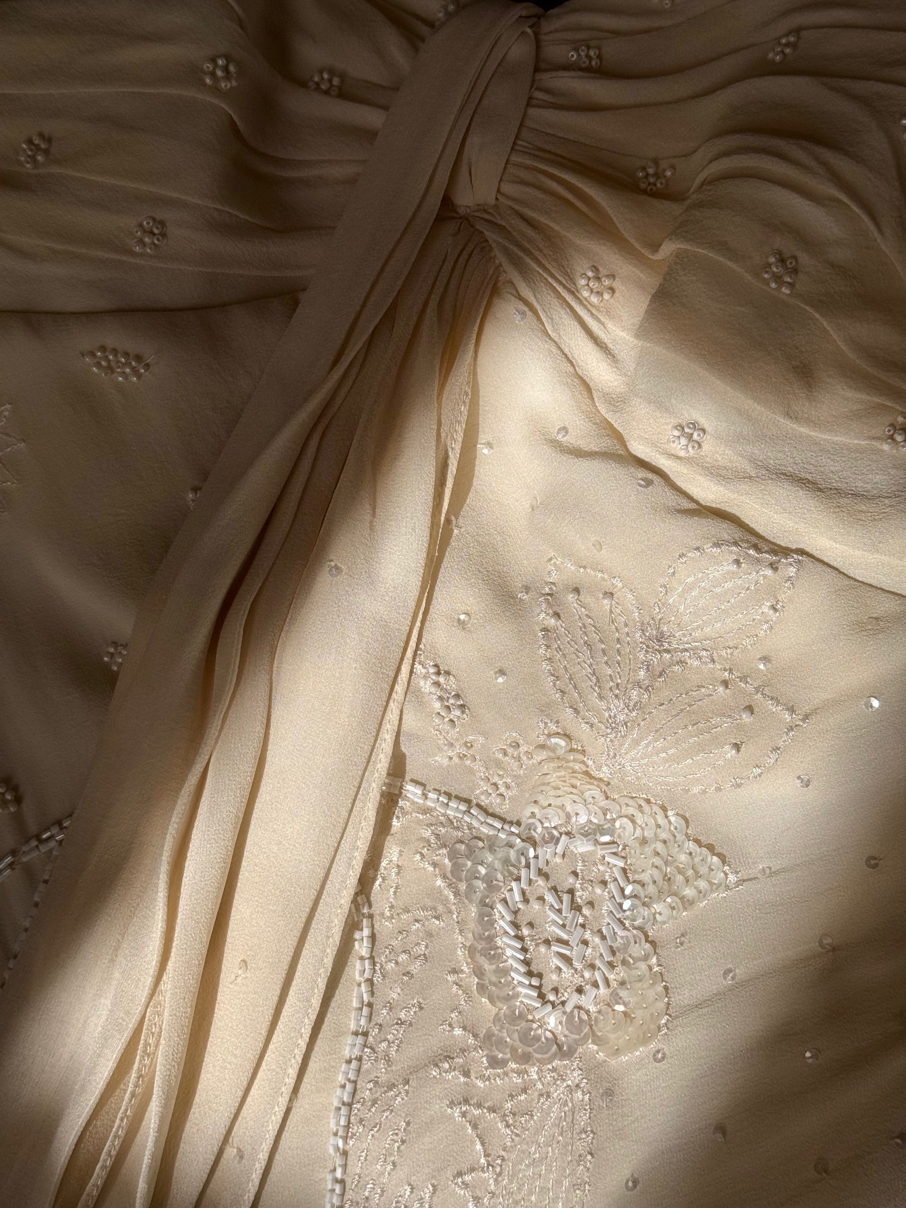 2000s Silk Chiffon Embellished Gown