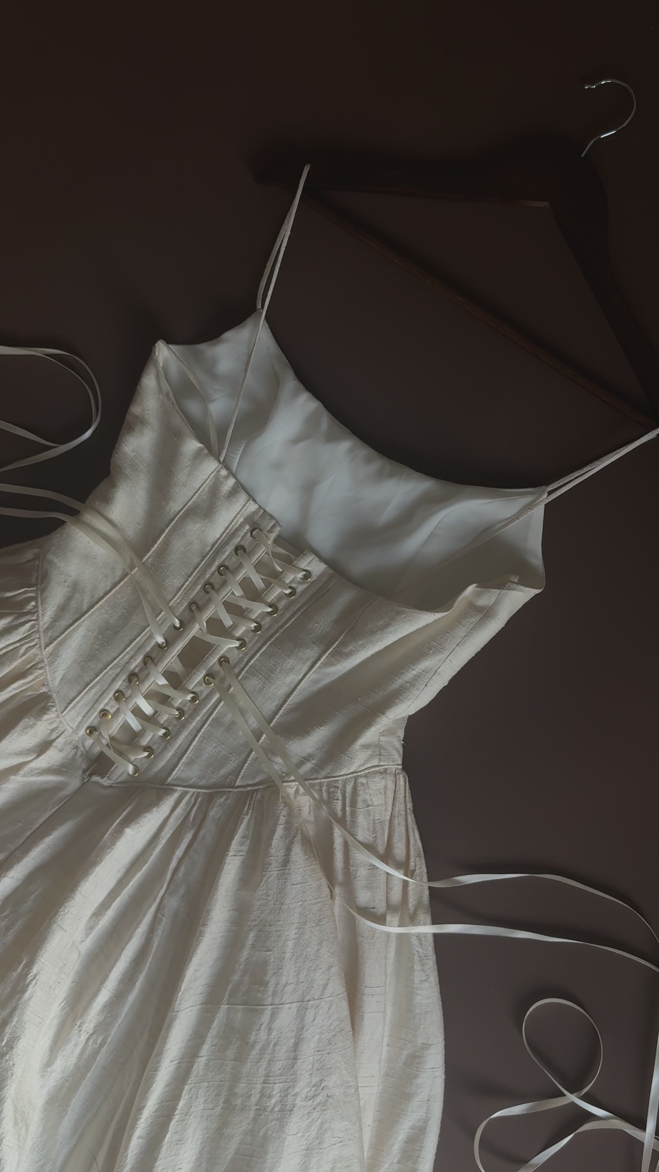 1980s Ballet Gathered Raw Silk Gown