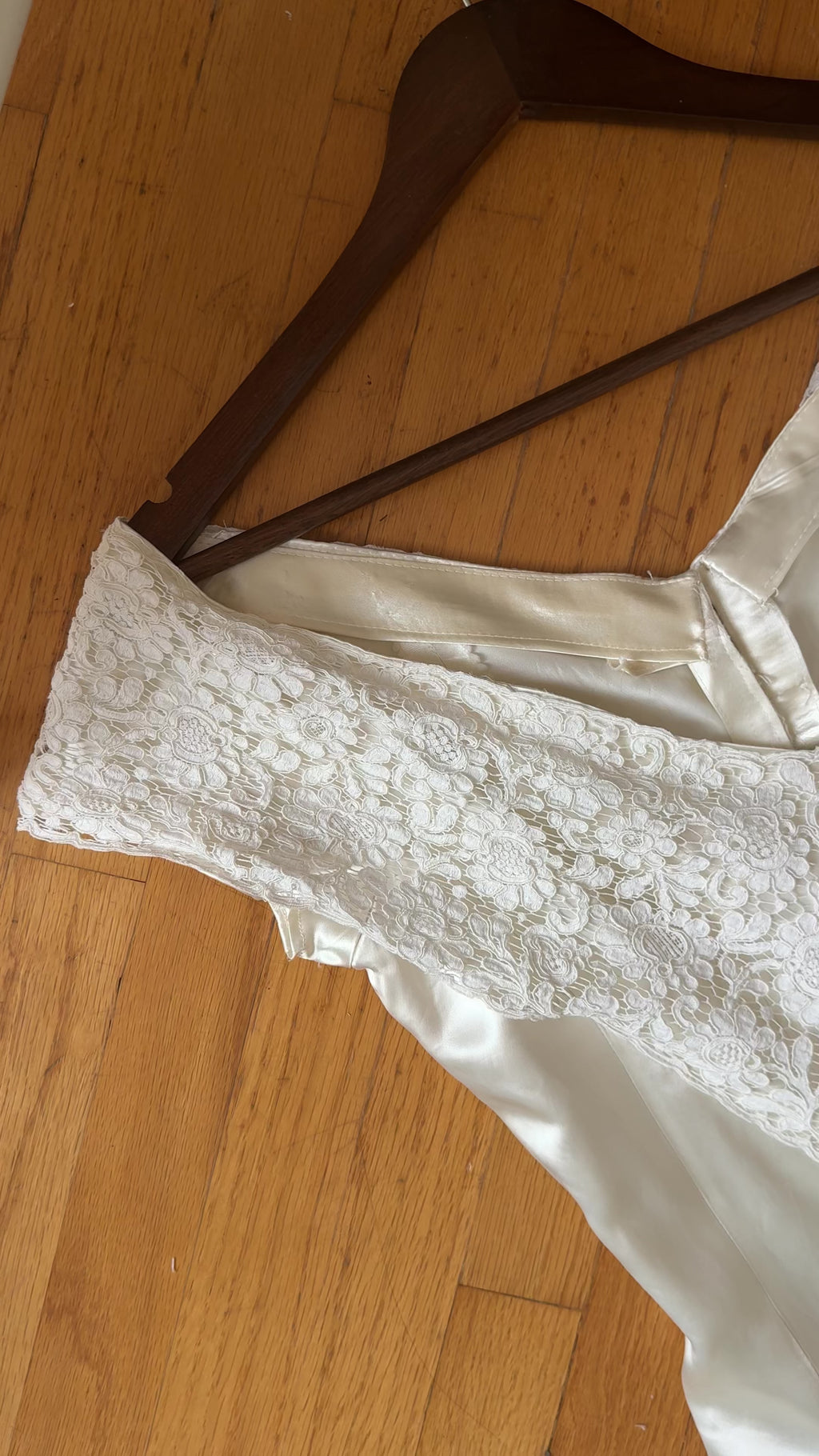 1940s Liquid Silk & Alençon Lace Portrait Gown