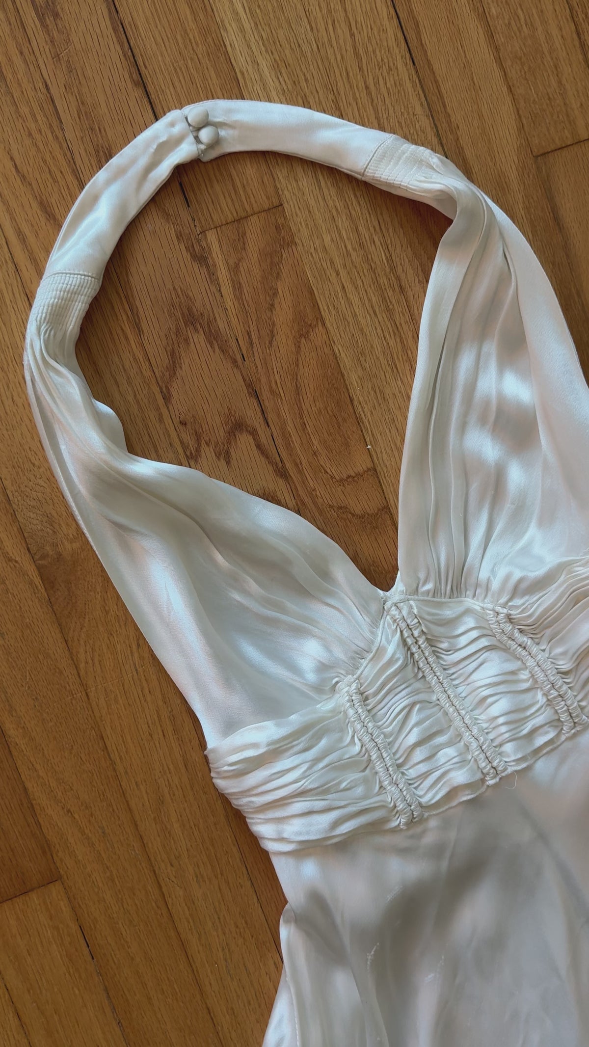 1930s Ruched Waist Halter Gown, USA