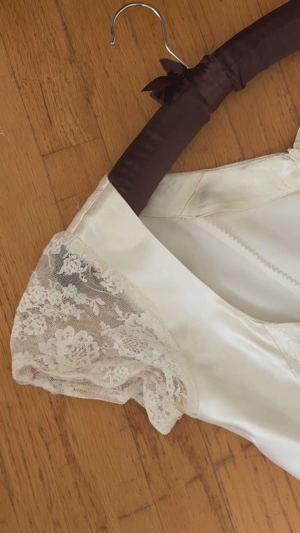 1950s Liquid Silk & Lace Bow Gown