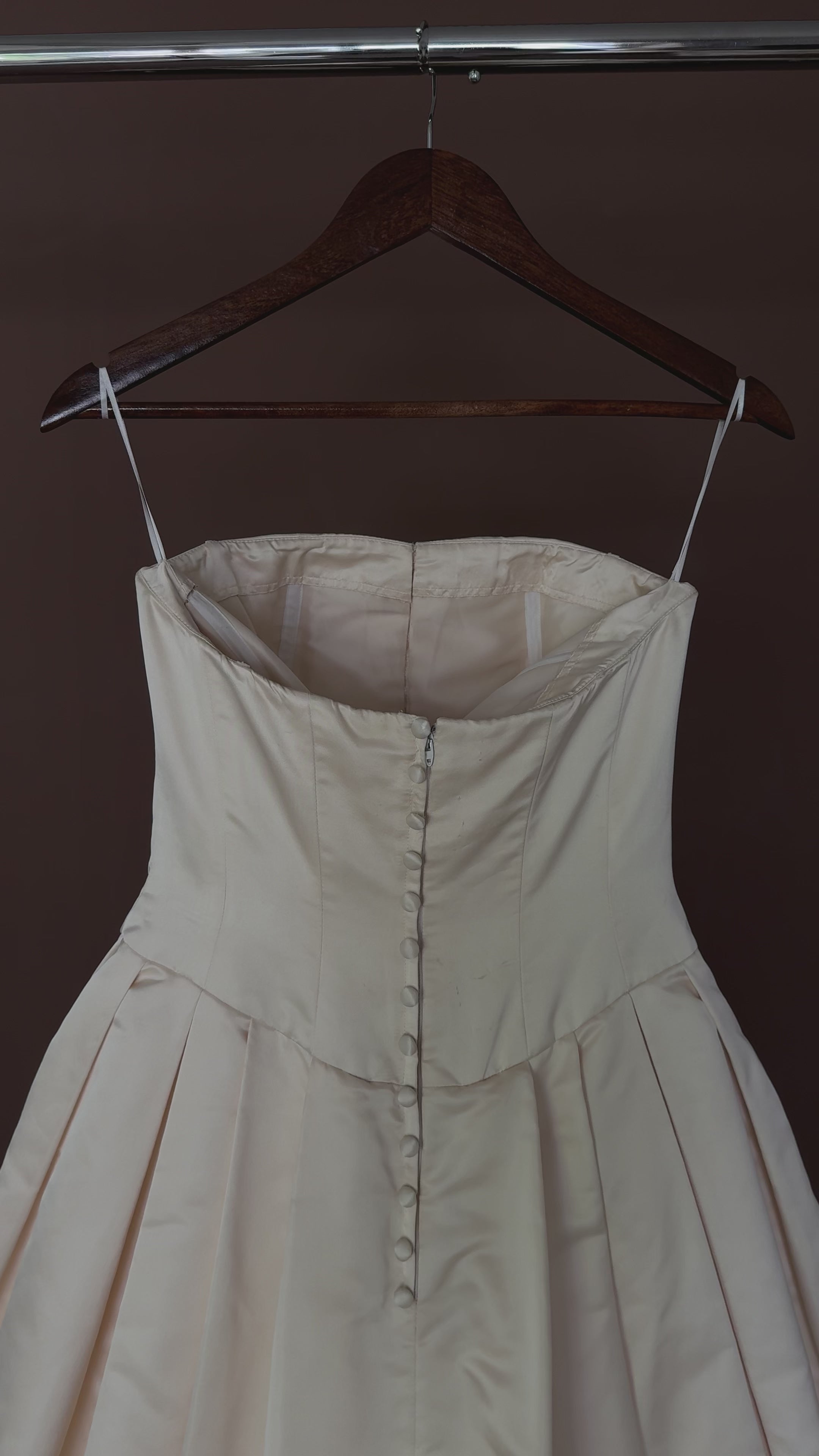 1990s Silk Strapless Drop-Waist Pleated Ball Gown