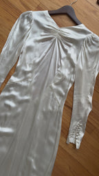 1930s Ruched Long Sleeve Backless Gown