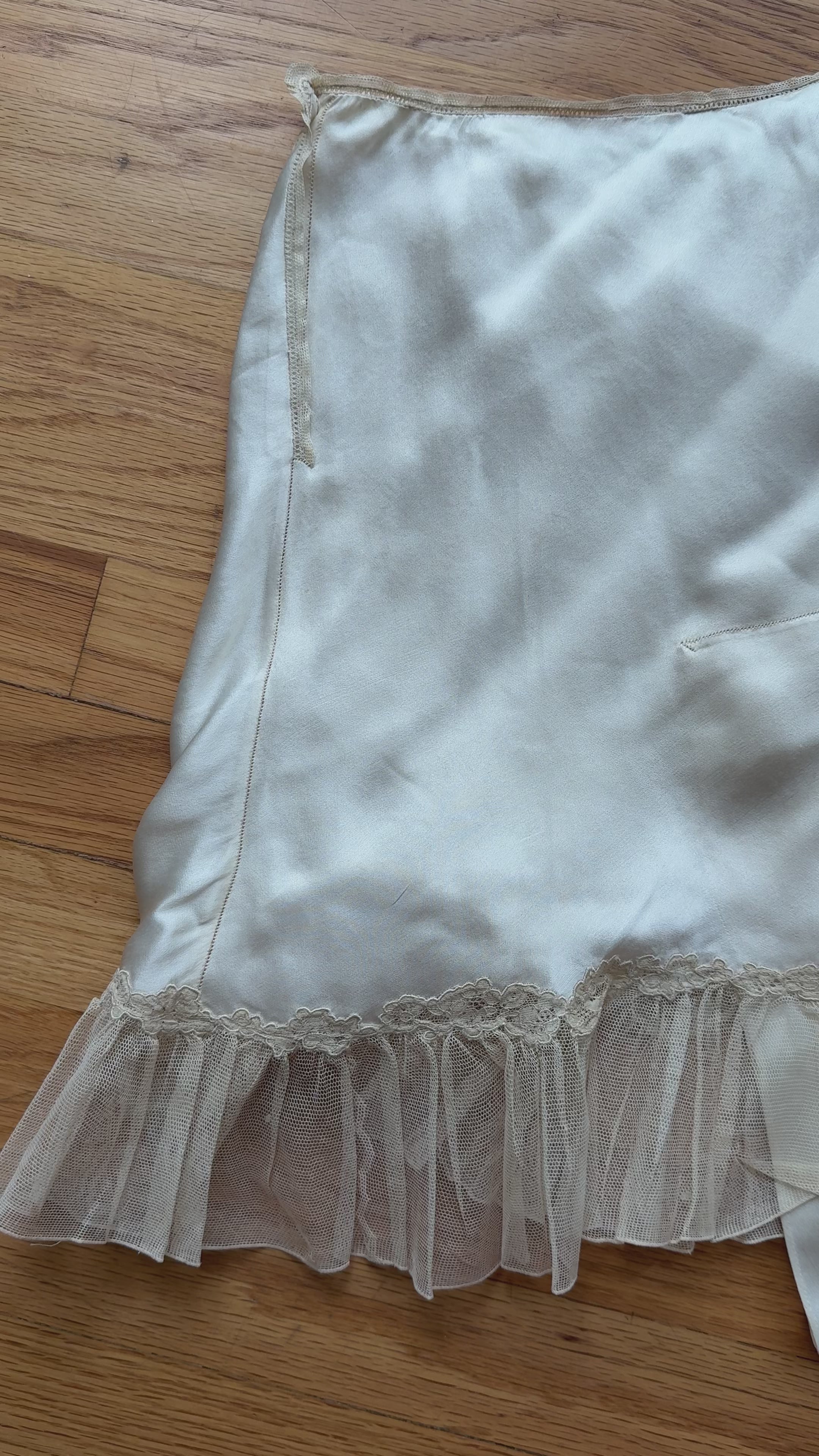 1930s Silk Skirt with Tulle Trim, Spain