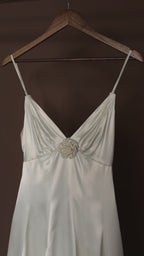 1950s Rosette Spaghetti Strap Gown