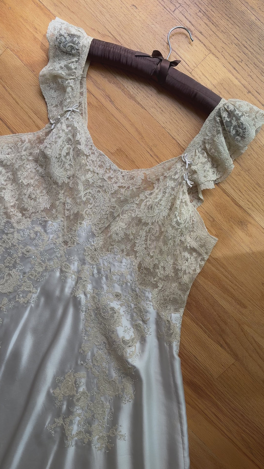 1930s Oyster Silk & Lace Gown, Spain