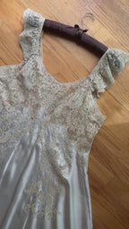 1930s Oyster Silk & Lace Gown, Spain