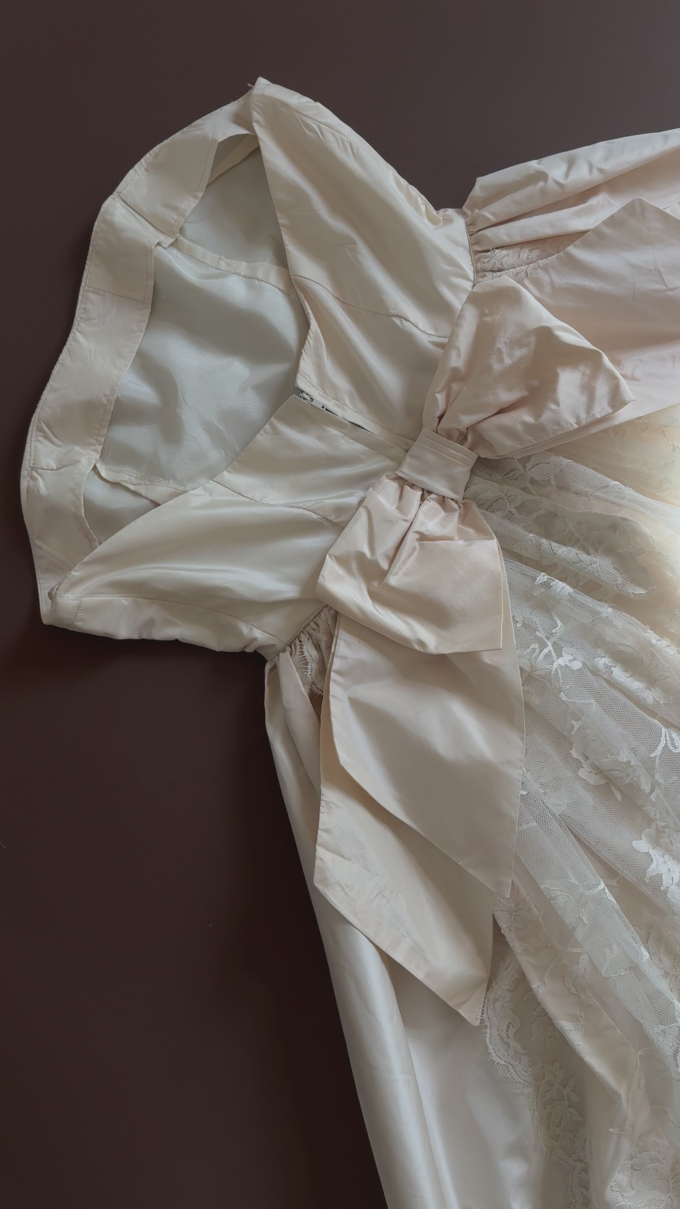 1950s Silk Taffeta Gown with Lace Train