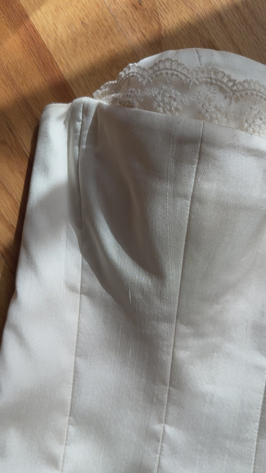 1990s Italian Silk Bustier with Lace Trim, Italy & France