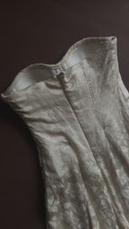 1940s Floral Brocade Sweetheart Gown with Detachable Train