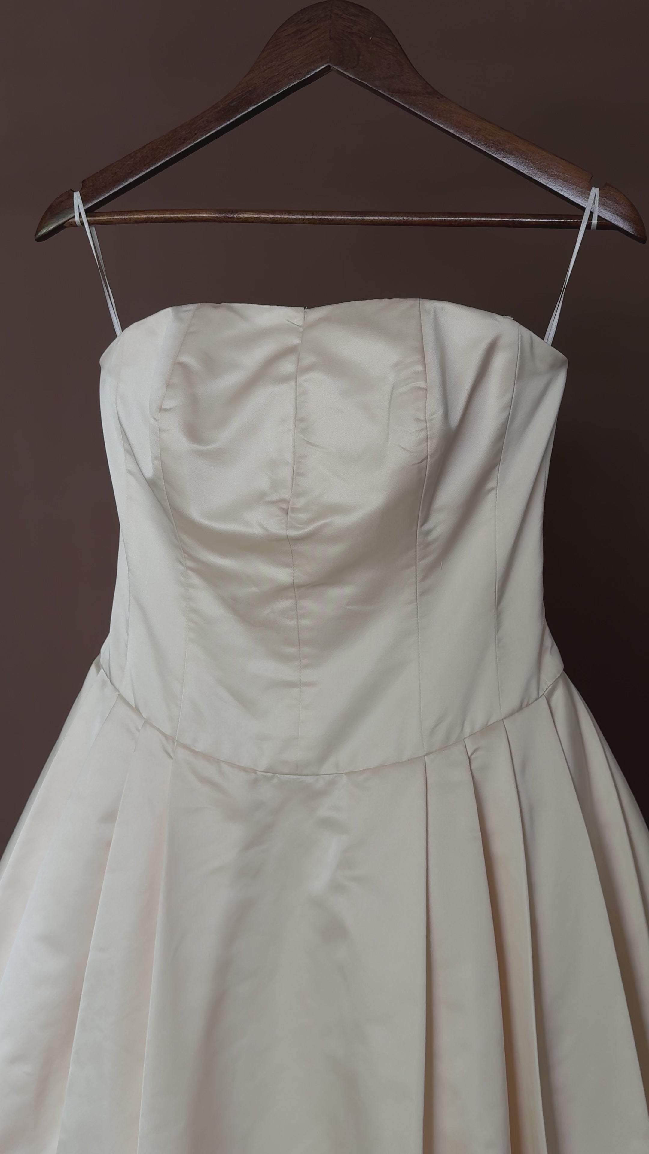 1990s Silk Strapless Drop-Waist Pleated Ball Gown