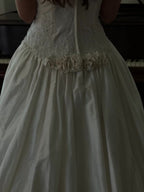 1990s Silk Embellished Lace Rosette Gown, USA