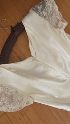 1950s Liquid Silk & Lace Bow Gown
