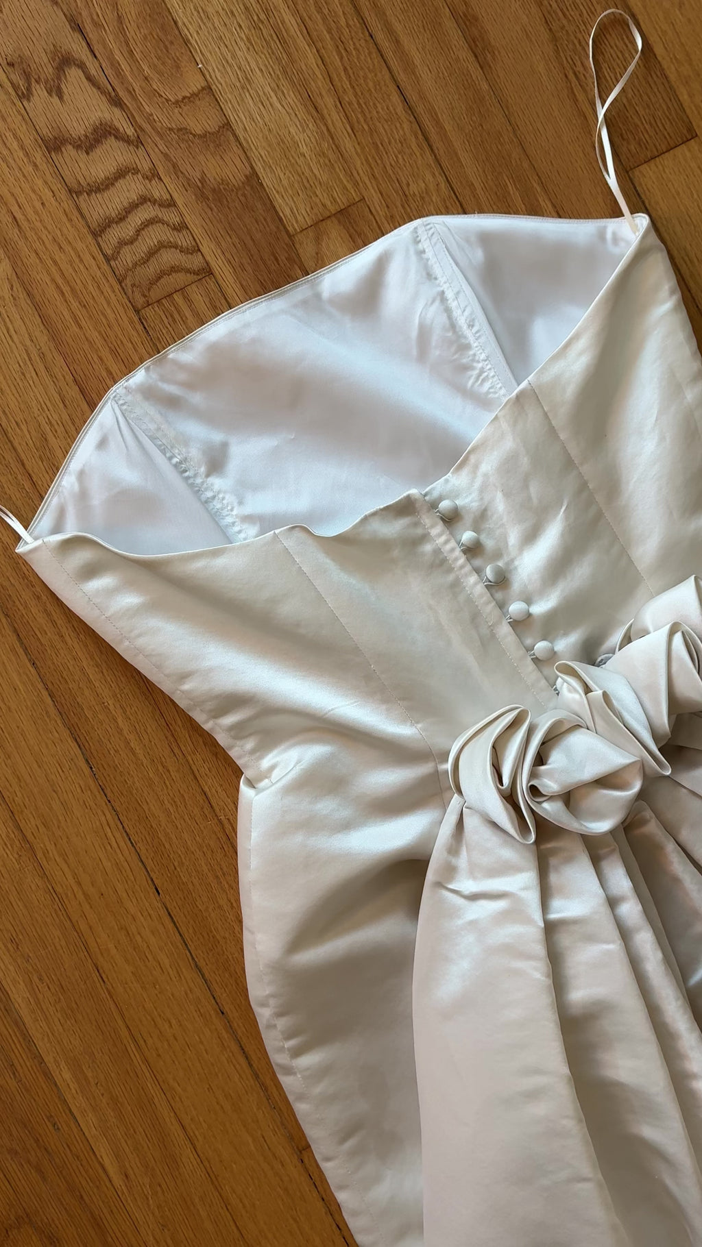 1990s Silk Amsale A101 Variation with Rosettes, USA