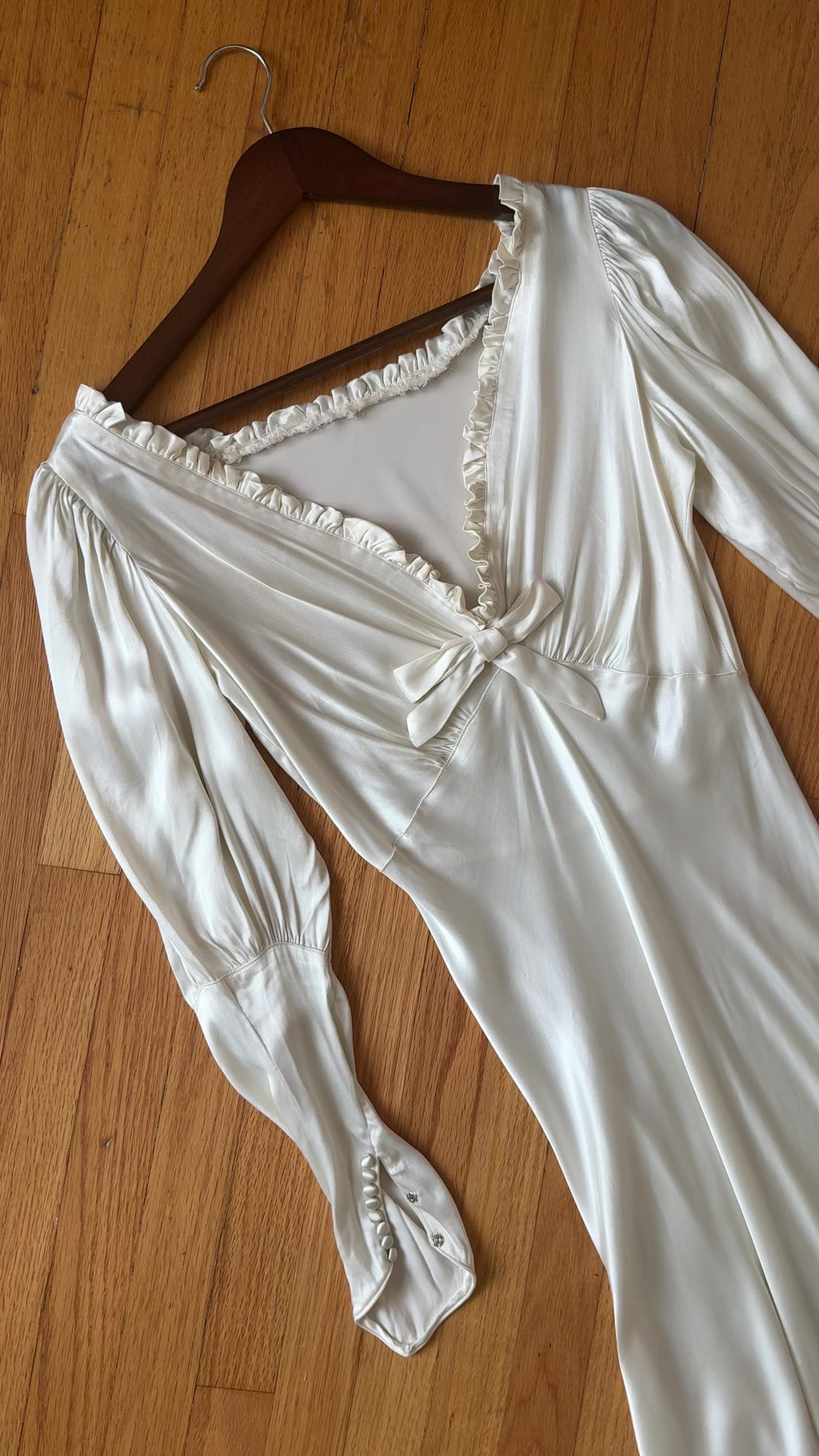 1930s Ruffle Long Sleeve Gown