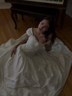 1990s Silk Embellished Lace Rosette Gown, USA