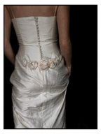 1990s Raw Silk Rosette Sheath Gown