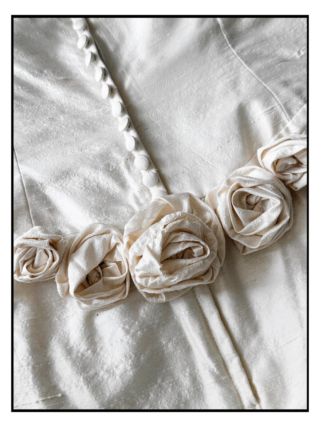 1990s Raw Silk Rosette Sheath Gown