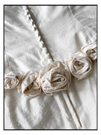 1990s Raw Silk Rosette Sheath Gown